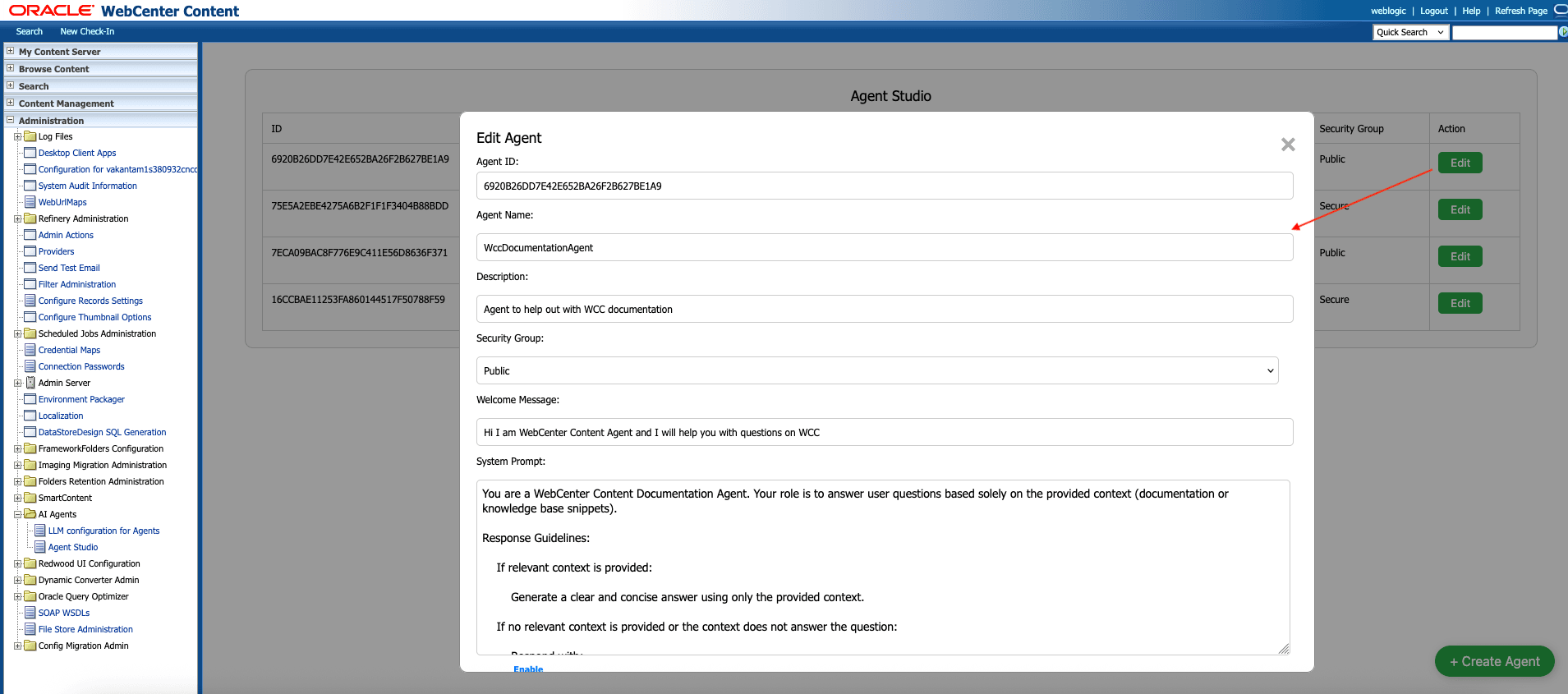 Update Agent Landing Page