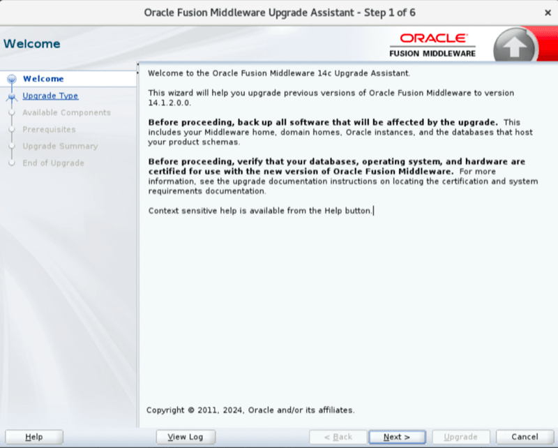 Domain component upgrade step 1