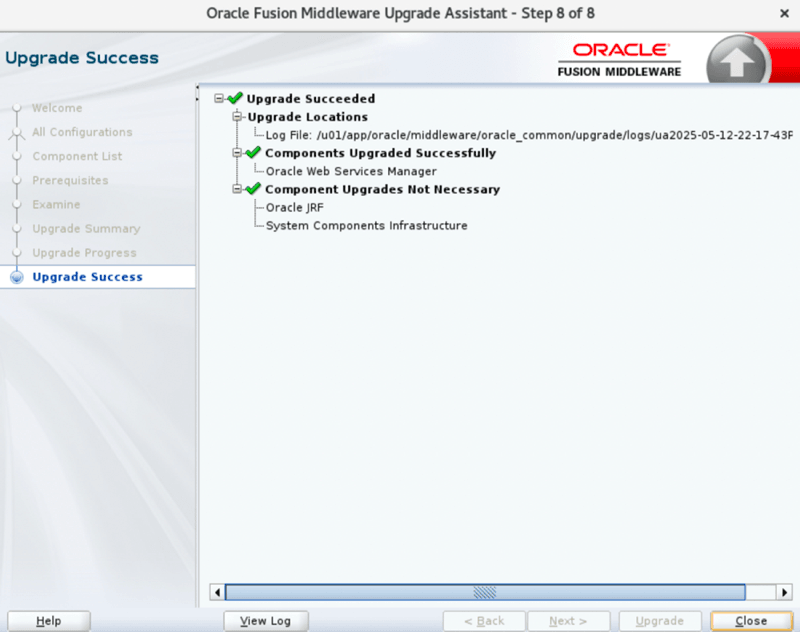 Domain component upgrade step 8