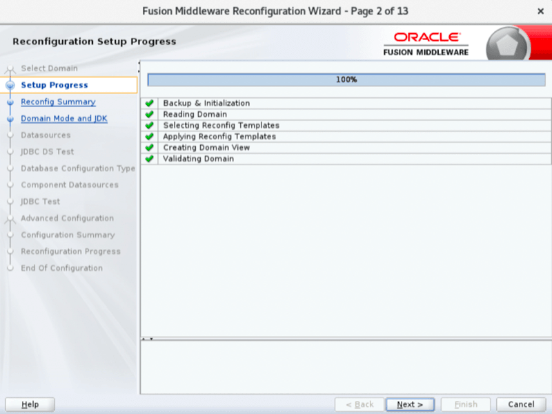 Reconfigure domain step 1