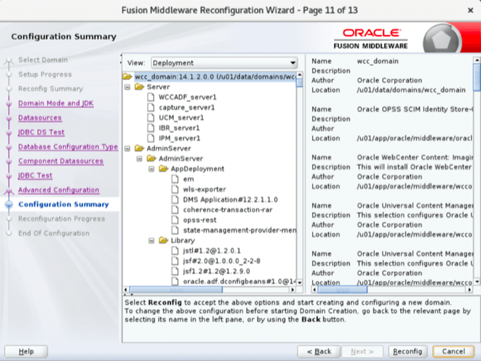 Reconfigure domain step 10