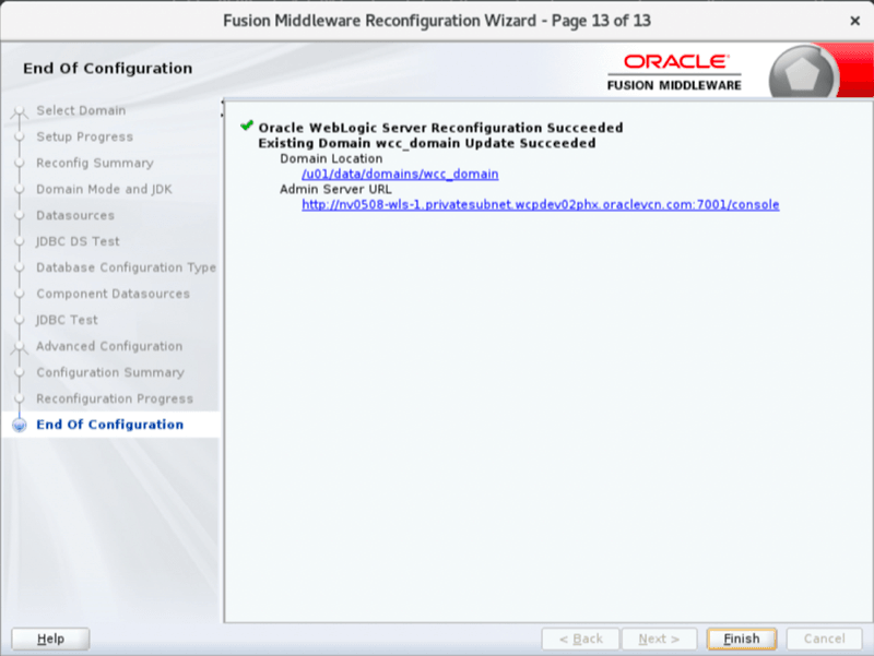 Reconfigure domain step 12