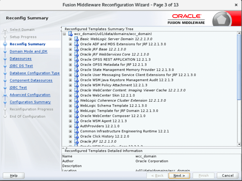 Reconfigure domain step 2