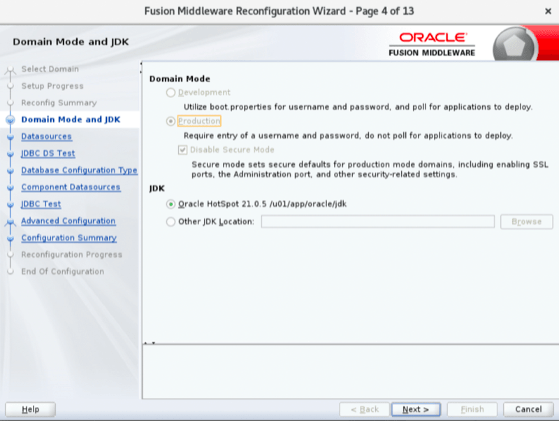 Reconfigure domain step 3