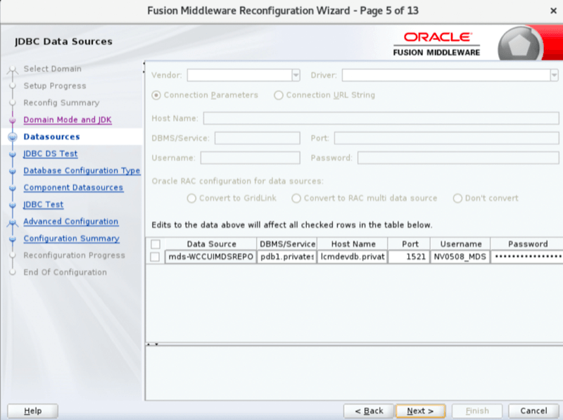 Reconfigure domain step 4