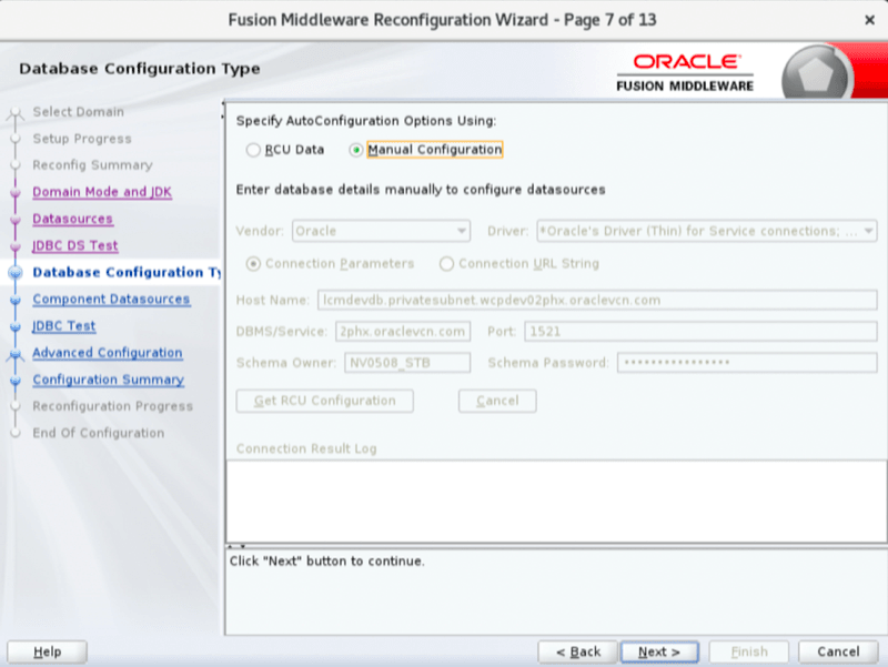 Reconfigure domain step 6