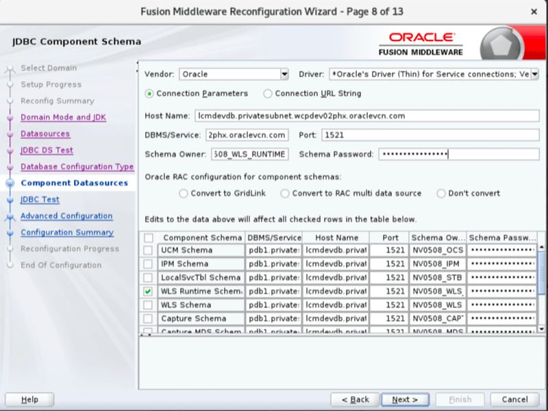 Reconfigure domain step 7