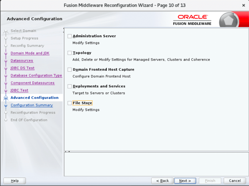 Reconfigure domain step 9