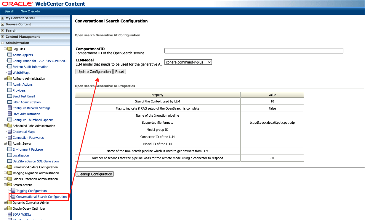Configuration page
