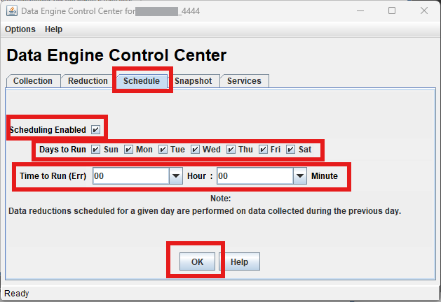 This image shows the Data Engine Control Center Window.