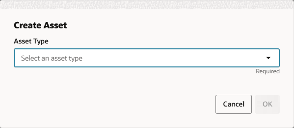 Create Asset Type Selection Dialog