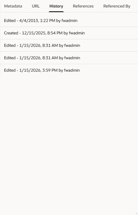 Redwood UI Asset History Panel