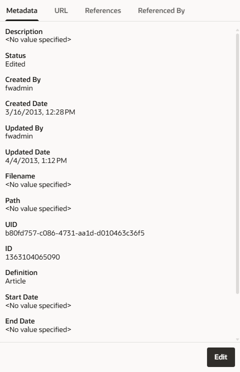Redwood UI Asset Metadata Panel