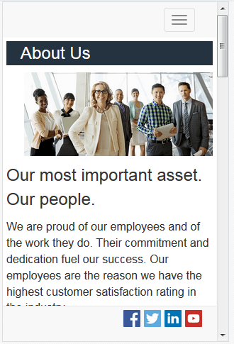 Shows a page automatically whose page layout is automatically adjusted for a 320 by 480 pixel portrait display.