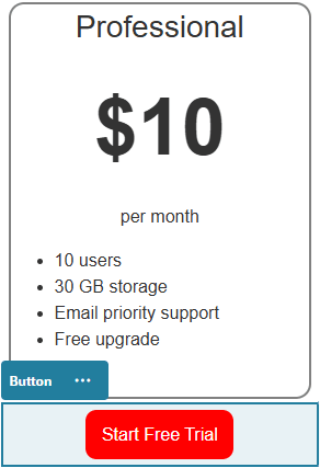 Shows a button component labeled Start Free Trial beneath a paragraph describing a software product.