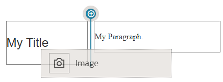 Shows the insertion point and icon for an image component placed between title and paragraph components in a slot.