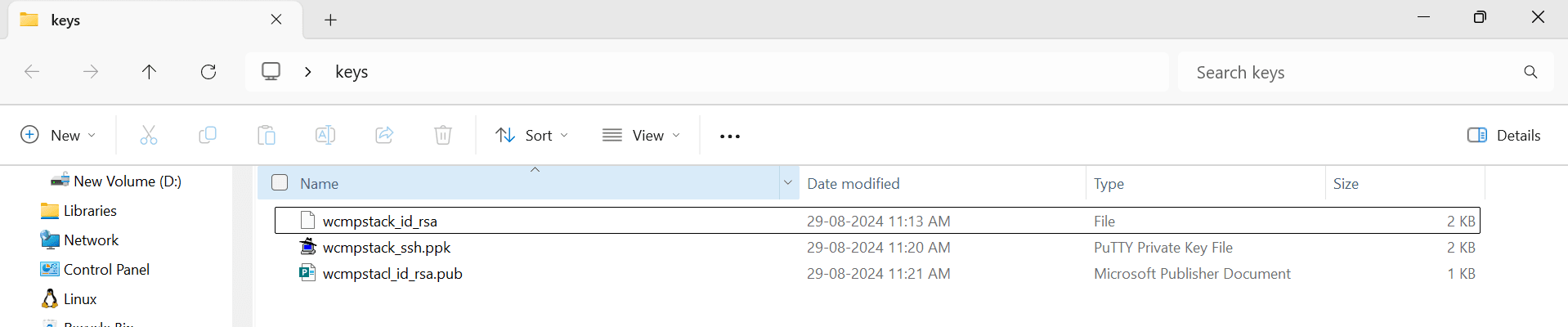 This image shows an example of generated files.