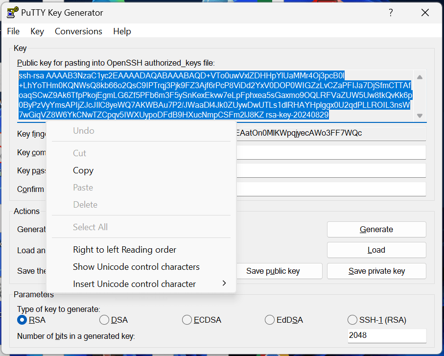 This image shows how to copy SSH public key.