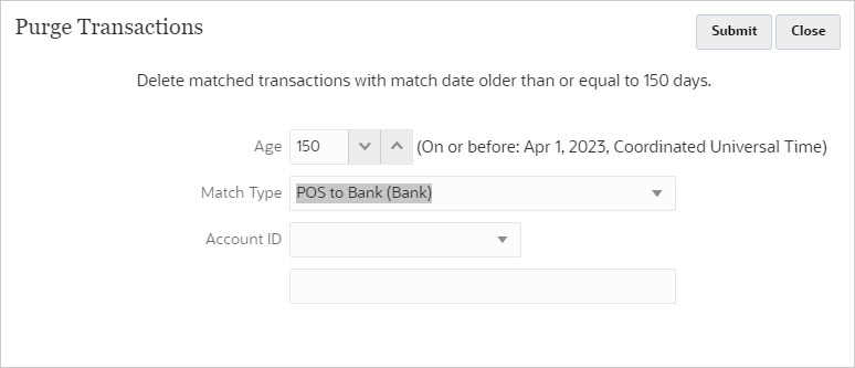 Example 2. Showing Purge Transactions with Match Date greater than 10 days away