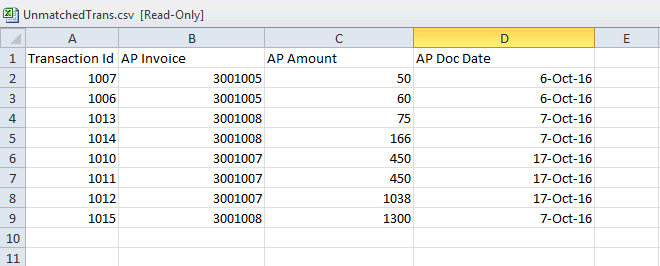 screenshot of export transactions csv file