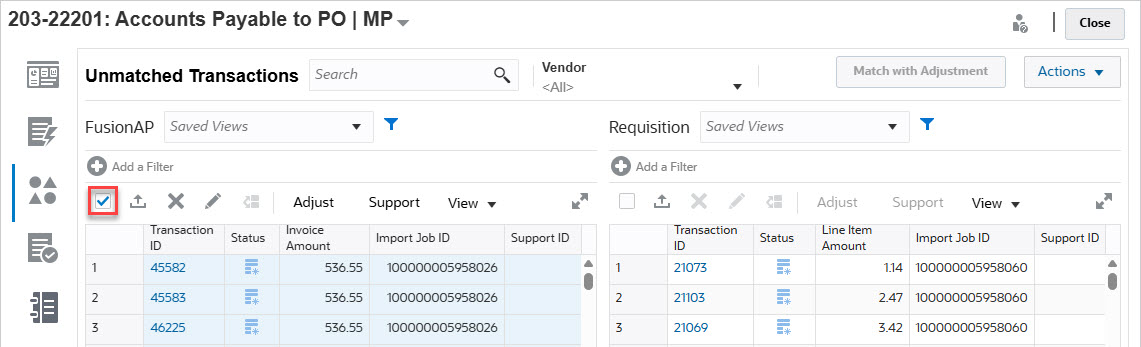 Select All transactions