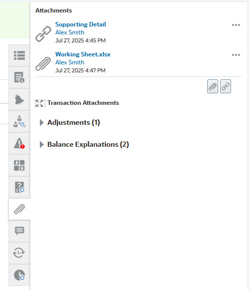 Attachments tab Attachments tab