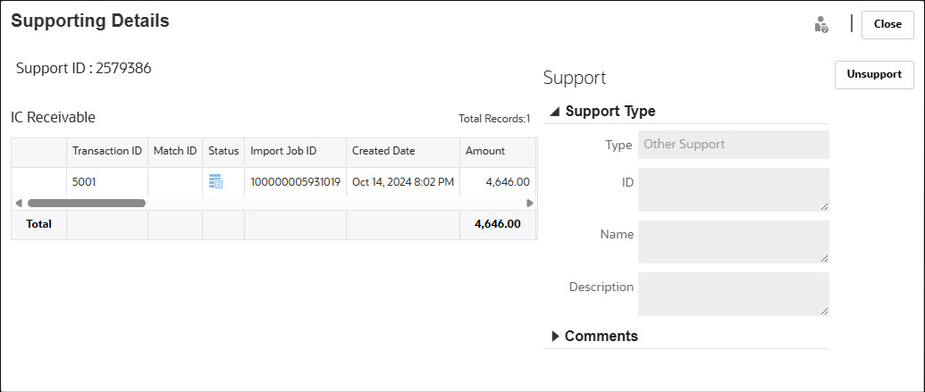 View Supporting Details dialog
