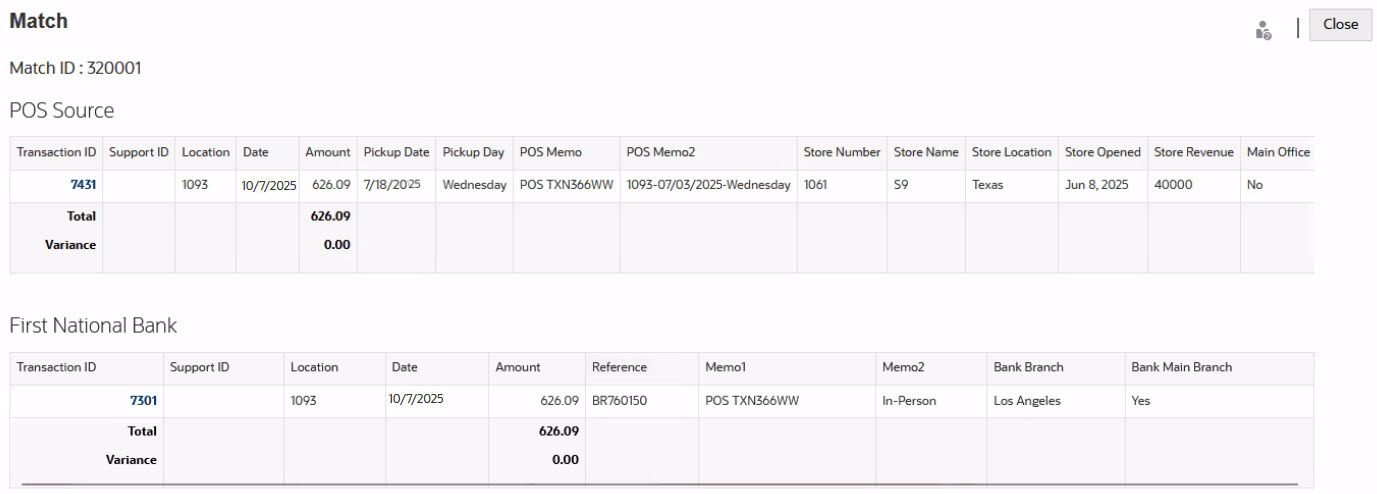 This image displays the match details for the predicted match.