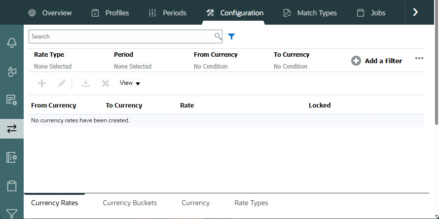 Currencies tab dialog of Application Configuration