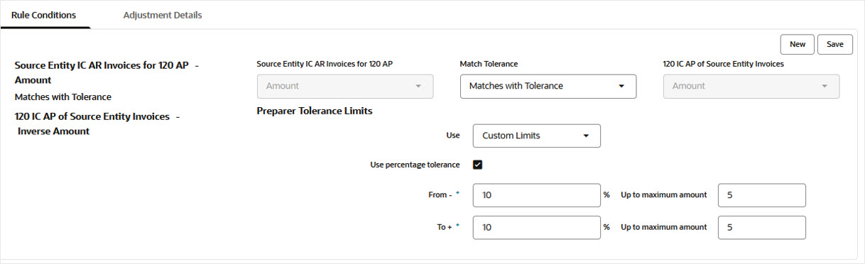 Tolerance Percentage Level Setting