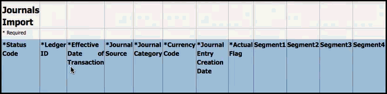 Example of a journal from an ERP system