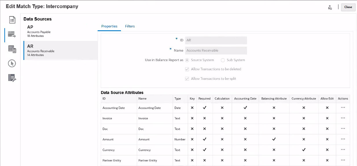 Edit Match Type Data Sources