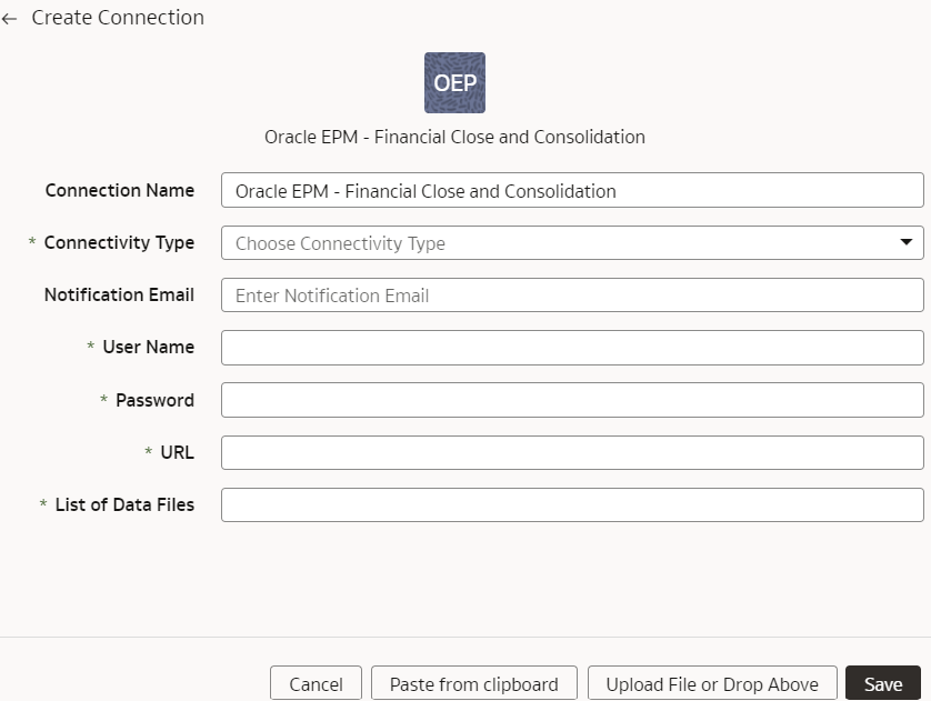 Create EPM Connection