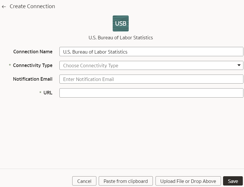Create Connection for the Bureau of Labor Statistics data