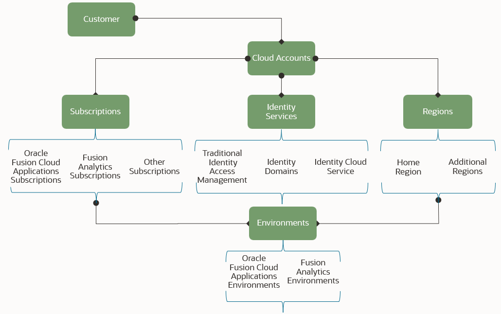 This image shows the recommended cloud accounts for implementing Fusion Analytics.