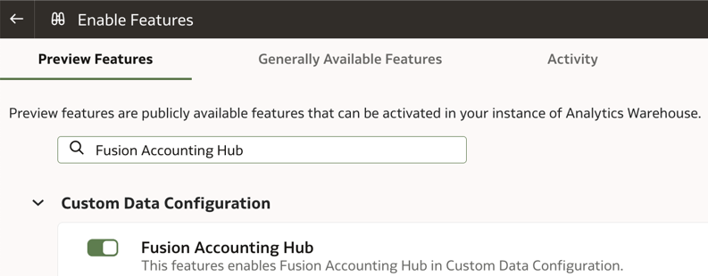 Enable Fusion Accounting Hub feature
