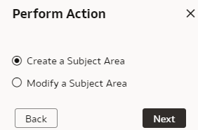 Manage Subject Areas option in Perform Action dialog
