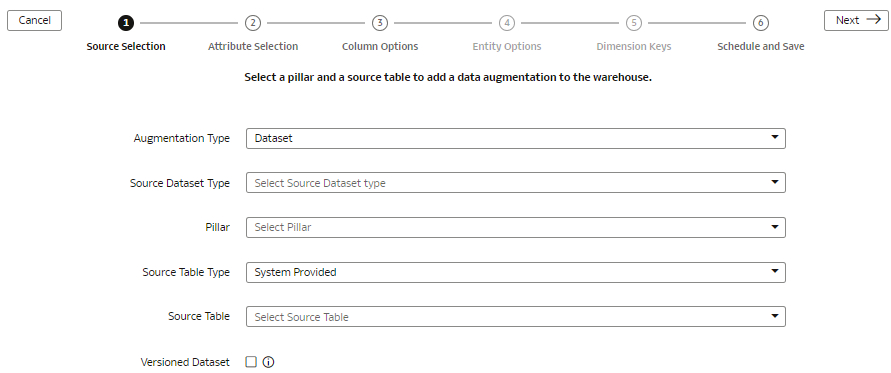 Create Dataset augmentation type wizard