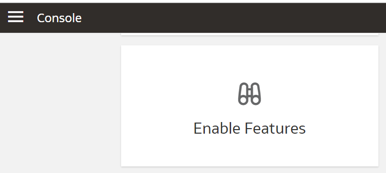 Enable Features tile on the Console