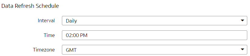 Data refresh schedule on the Pipeline Settings page