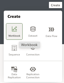 Workbook option in the Create dialog Workbook option in the Create dialog