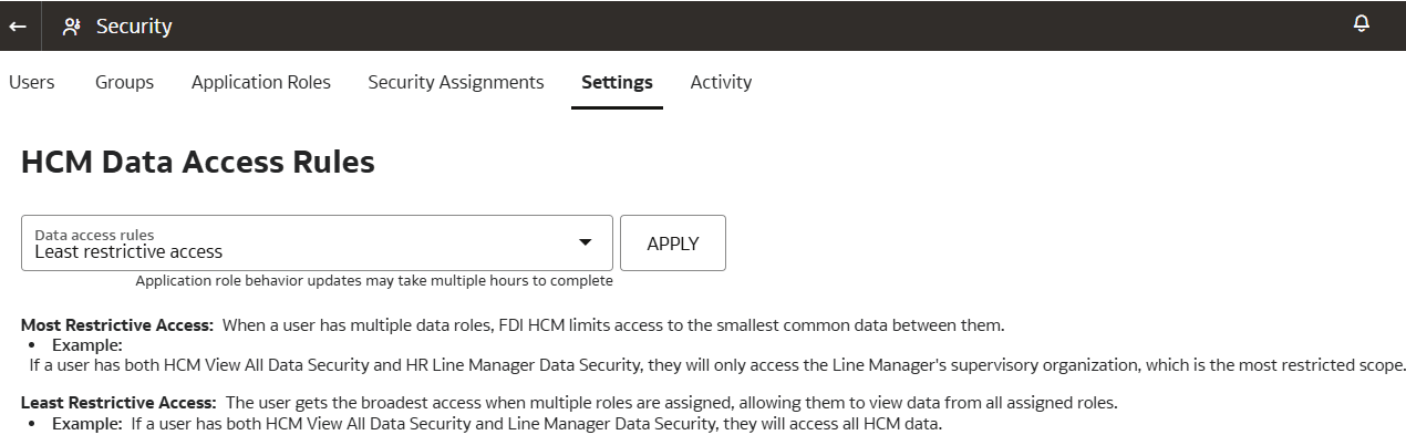 The Data Access Rules list