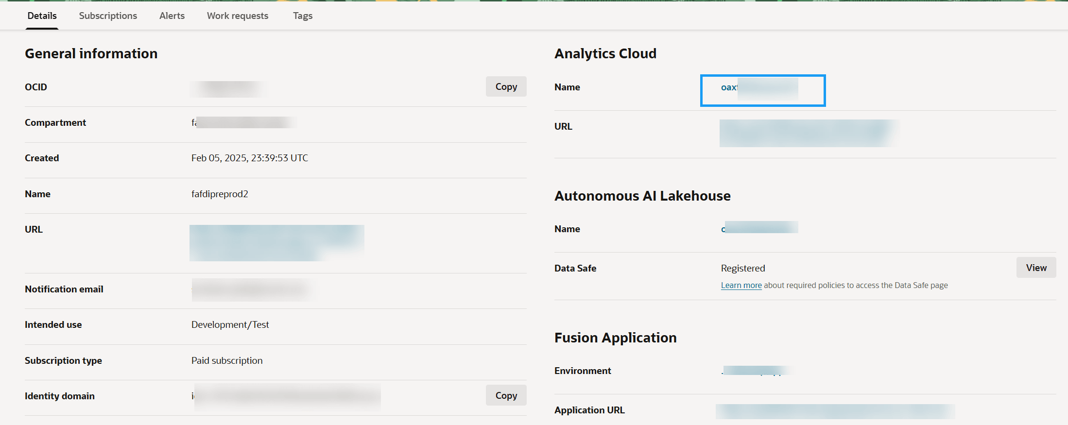 Description of fawag-instance-detail-page-oac-oak.png follows