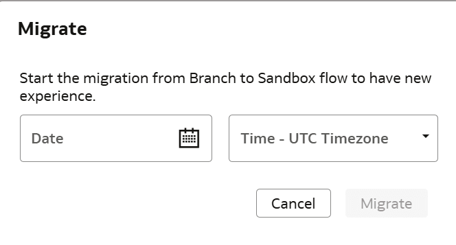 Migrate dialog