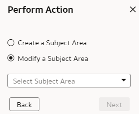 Modify a subject area option Modify a subject area option