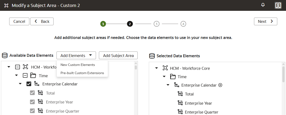 Add Elements options Add Elements options
