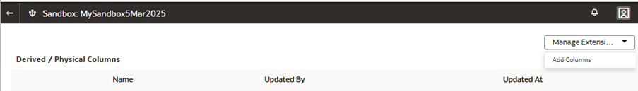 The Sandbox: MySandbox5Mar25 page displaying the option under Manage Extension The Sandbox: MySandbox5Mar25 page displaying the option under Manage Extension