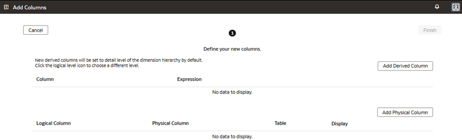 The Add Columns page The Add Columns page