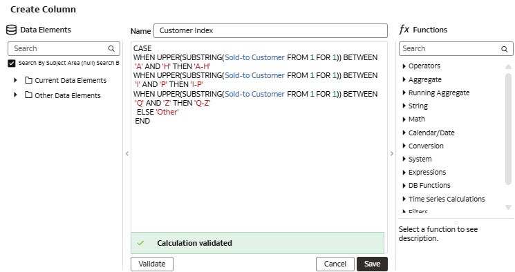 The Create Column dialog The Create Column dialog