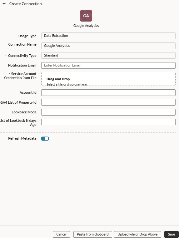 Create Connection dialog